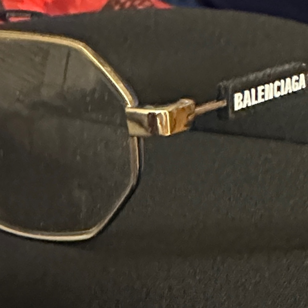 Balenciaga Hexagonal Glasses with Black and Gold Frame